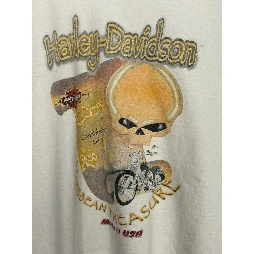Harley Davidson Virgin Islands US Skull Graphic Tank Mens White XL Vintage‎ 80's